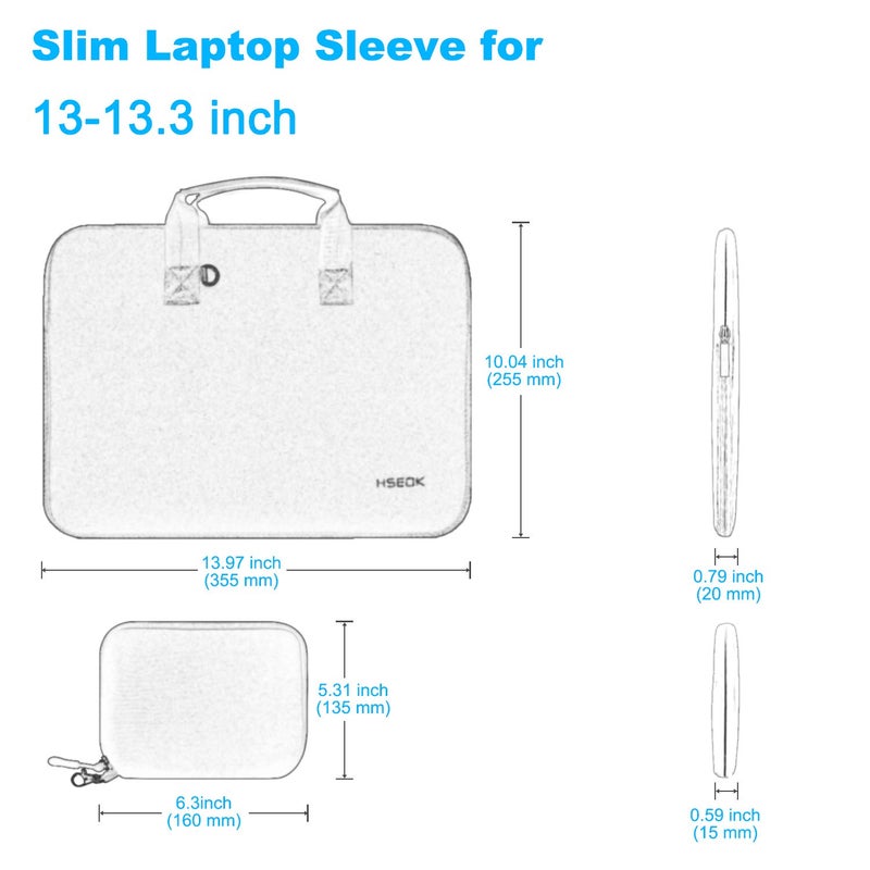 Hseok Laptop Sleeve 13.3-14 inch Case with Small Pouch, Neoprene Computer Bag Compatible with MacBook Pro 14" M4/M3/M2/M1 2025-2021, Mac Air/Pro 13.3" and Most 13-14 inch Notebooks,D02B01 - Image 2